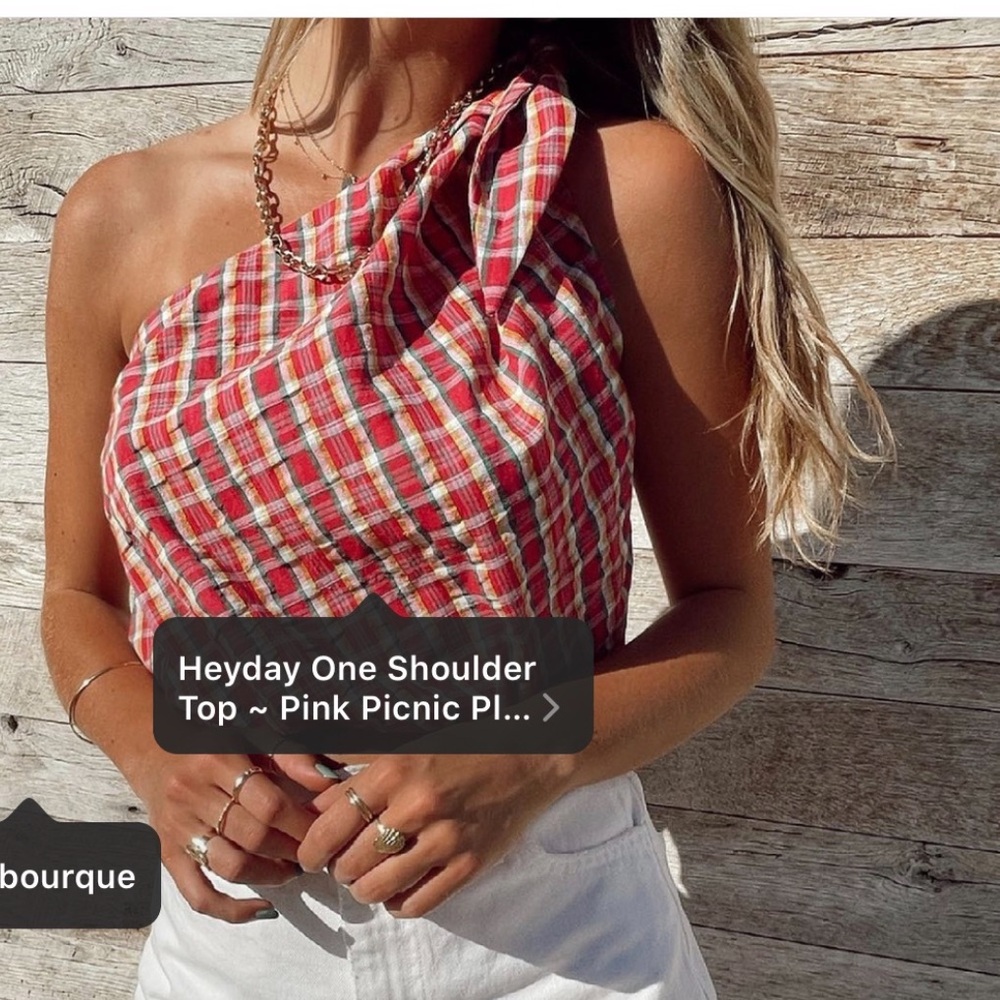 Show me your mumu one shoulder plaid top size large